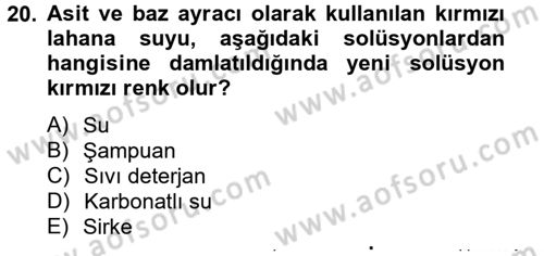 Okulöncesinde Fen Eğitimi Dersi 2014 - 2015 Yılı Tek Ders Sınav Soruları 20. Soru