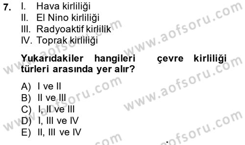 Okulöncesinde Fen Eğitimi Dersi 2014 - 2015 Yılı Tek Ders Sınav Soruları 7. Soru