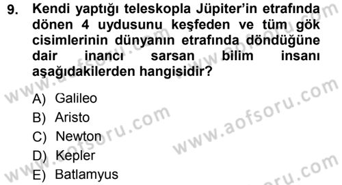 Okulöncesinde Fen Eğitimi Dersi 2014 - 2015 Yılı Tek Ders Sınav Soruları 9. Soru