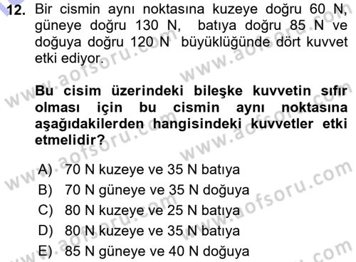 Okulöncesinde Fen Eğitimi Dersi 2015 - 2016 Yılı (Vize) Ara Sınavı 12. Soru