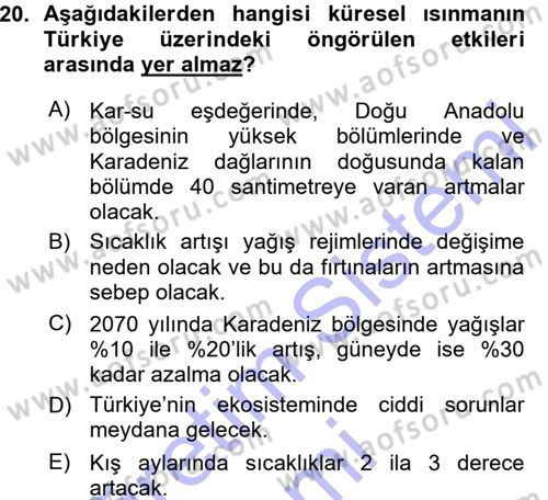 Okulöncesinde Fen Eğitimi Dersi 2015 - 2016 Yılı (Vize) Ara Sınavı 20. Soru