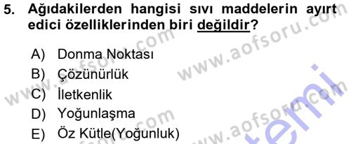 Okulöncesinde Fen Eğitimi Dersi 2015 - 2016 Yılı (Vize) Ara Sınavı 5. Soru