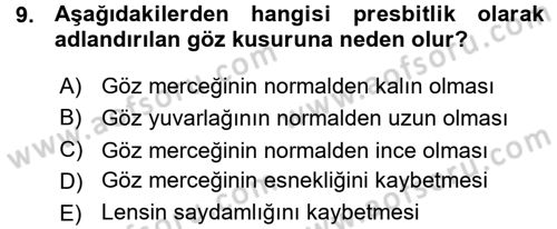 Okulöncesinde Fen Eğitimi Dersi 2015 - 2016 Yılı (Vize) Ara Sınavı 9. Soru