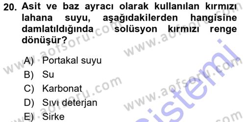 Okulöncesinde Fen Eğitimi Dersi 2015 - 2016 Yılı (Final) Dönem Sonu Sınavı 20. Soru