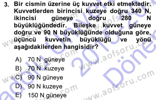 Okulöncesinde Fen Eğitimi Dersi 2015 - 2016 Yılı (Final) Dönem Sonu Sınavı 3. Soru