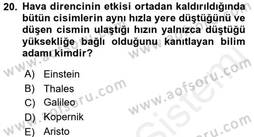 Okulöncesinde Fen Eğitimi Dersi 2015 - 2016 Yılı Tek Ders Sınav Soruları 20. Soru