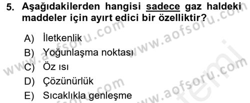 Okulöncesinde Fen Eğitimi Dersi 2015 - 2016 Yılı Tek Ders Sınav Soruları 5. Soru