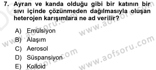 Okulöncesinde Fen Eğitimi Dersi 2015 - 2016 Yılı Tek Ders Sınav Soruları 7. Soru