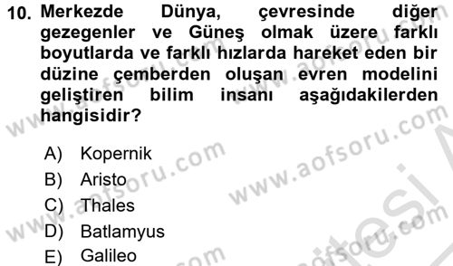 Okulöncesinde Fen Eğitimi Dersi Ara Sınavı Deneme Sınav Soruları 10. Soru