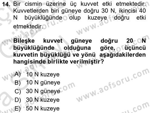 Okulöncesinde Fen Eğitimi Dersi Ara Sınavı Deneme Sınav Soruları 14. Soru