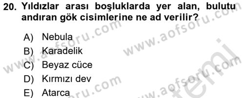 Okulöncesinde Fen Eğitimi Dersi Ara Sınavı Deneme Sınav Soruları 20. Soru