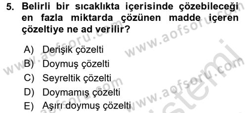 Okulöncesinde Fen Eğitimi Dersi Ara Sınavı Deneme Sınav Soruları 5. Soru