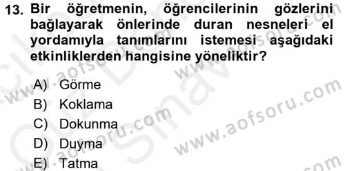 Okulöncesinde Fen Eğitimi Dersi 2016 - 2017 Yılı (Final) Dönem Sonu Sınavı 13. Soru