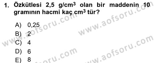 Okulöncesinde Fen Eğitimi Dersi Ara Sınavı Deneme Sınav Soruları 1. Soru