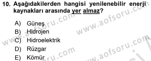 Okulöncesinde Fen Eğitimi Dersi Ara Sınavı Deneme Sınav Soruları 10. Soru