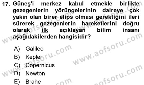 Okulöncesinde Fen Eğitimi Dersi Ara Sınavı Deneme Sınav Soruları 17. Soru