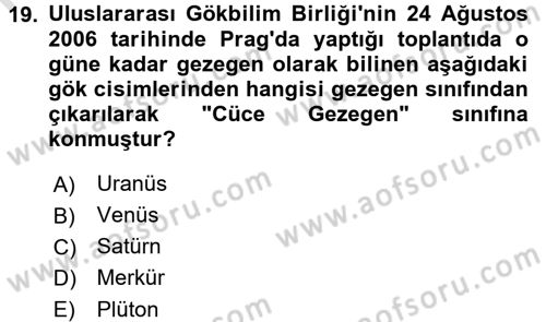 Okulöncesinde Fen Eğitimi Dersi Ara Sınavı Deneme Sınav Soruları 19. Soru