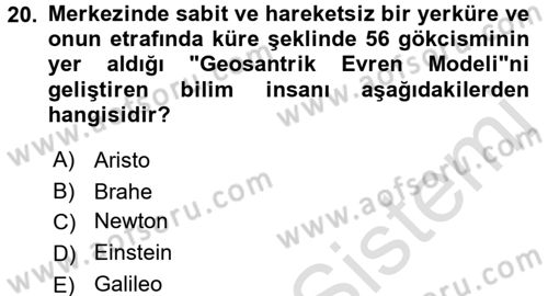 Okulöncesinde Fen Eğitimi Dersi Ara Sınavı Deneme Sınav Soruları 20. Soru