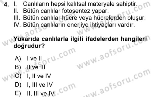 Okulöncesinde Fen Eğitimi Dersi Ara Sınavı Deneme Sınav Soruları 4. Soru