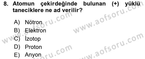 Okulöncesinde Fen Eğitimi Dersi Ara Sınavı Deneme Sınav Soruları 8. Soru