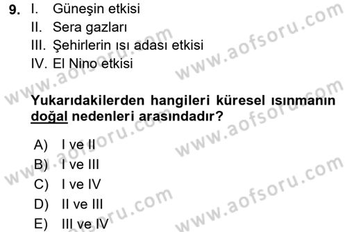 Okulöncesinde Fen Eğitimi Dersi Ara Sınavı Deneme Sınav Soruları 9. Soru