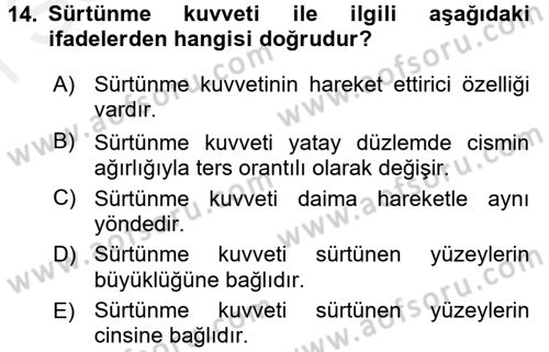 Okulöncesinde Fen Eğitimi Dersi 2017 - 2018 Yılı (Final) Dönem Sonu Sınav Soruları 14. Soru