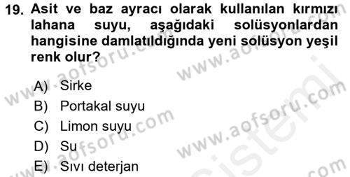 Okulöncesinde Fen Eğitimi Dersi 2017 - 2018 Yılı (Final) Dönem Sonu Sınav Soruları 19. Soru