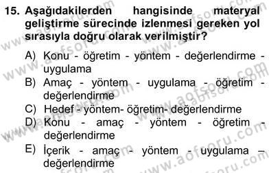 Okulöncesinde Materyal Geliştirme Dersi 2012 - 2013 Yılı (Vize) Ara Sınavı 15. Soru