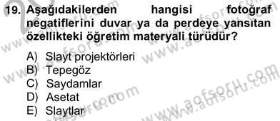 Okulöncesinde Materyal Geliştirme Dersi 2012 - 2013 Yılı (Vize) Ara Sınavı 19. Soru