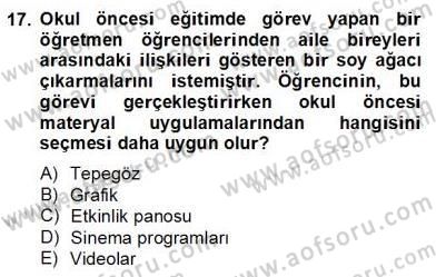 Okulöncesinde Materyal Geliştirme Dersi 2012 - 2013 Yılı (Final) Dönem Sonu Sınavı 17. Soru