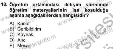 Okulöncesinde Materyal Geliştirme Dersi 2012 - 2013 Yılı (Final) Dönem Sonu Sınavı 18. Soru