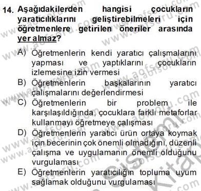 Okulöncesinde Materyal Geliştirme Dersi 2013 - 2014 Yılı (Final) Dönem Sonu Sınavı 14. Soru