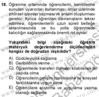 Okulöncesinde Materyal Geliştirme Dersi 2013 - 2014 Yılı (Final) Dönem Sonu Sınavı 18. Soru