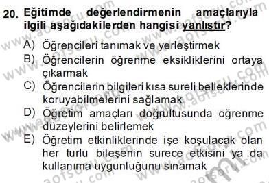 Okulöncesinde Materyal Geliştirme Dersi 2013 - 2014 Yılı (Final) Dönem Sonu Sınavı 20. Soru