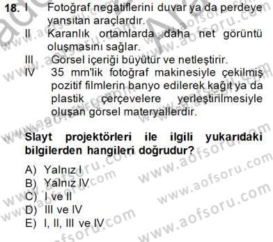 Okulöncesinde Materyal Geliştirme Dersi 2014 - 2015 Yılı (Vize) Ara Sınavı 18. Soru