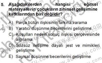 Okulöncesinde Materyal Geliştirme Dersi 2014 - 2015 Yılı (Vize) Ara Sınavı 5. Soru