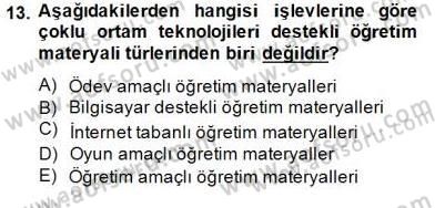 Okulöncesinde Materyal Geliştirme Dersi 2014 - 2015 Yılı (Final) Dönem Sonu Sınavı 13. Soru