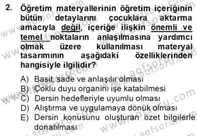 Okulöncesinde Materyal Geliştirme Dersi 2014 - 2015 Yılı (Final) Dönem Sonu Sınavı 2. Soru