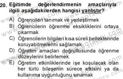 Okulöncesinde Materyal Geliştirme Dersi 2014 - 2015 Yılı (Final) Dönem Sonu Sınavı 20. Soru