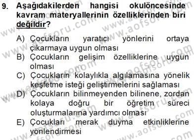 Okulöncesinde Materyal Geliştirme Dersi 2014 - 2015 Yılı (Final) Dönem Sonu Sınavı 9. Soru