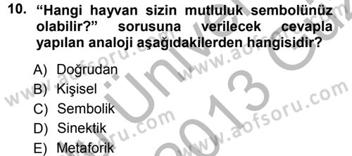 Okulöncesinde Yaratıcılık Dersi Ara Sınavı Deneme Sınav Soruları 10. Soru