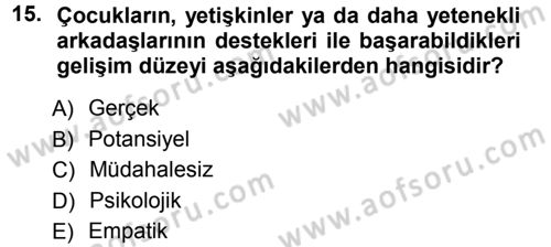 Okulöncesinde Yaratıcılık Dersi Ara Sınavı Deneme Sınav Soruları 15. Soru
