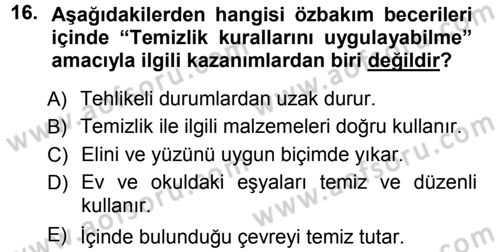 Okulöncesinde Yaratıcılık Dersi Ara Sınavı Deneme Sınav Soruları 16. Soru