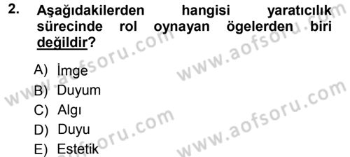 Okulöncesinde Yaratıcılık Dersi Ara Sınavı Deneme Sınav Soruları 2. Soru