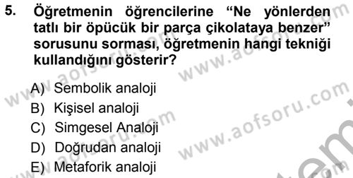 Okulöncesinde Yaratıcılık Dersi Ara Sınavı Deneme Sınav Soruları 5. Soru
