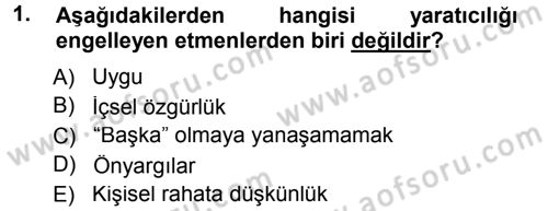 Okulöncesinde Yaratıcılık Dersi 2012 - 2013 Yılı (Final) Dönem Sonu Sınav Soruları 1. Soru
