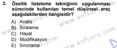 Okulöncesinde Yaratıcılık Dersi 2012 - 2013 Yılı (Final) Dönem Sonu Sınav Soruları 3. Soru