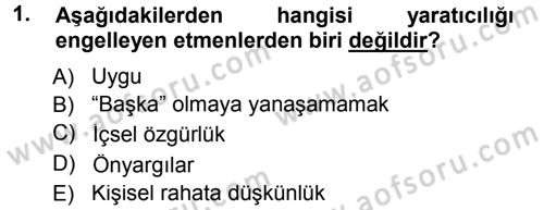 Okulöncesinde Yaratıcılık Dersi Ara Sınavı Deneme Sınav Soruları 1. Soru