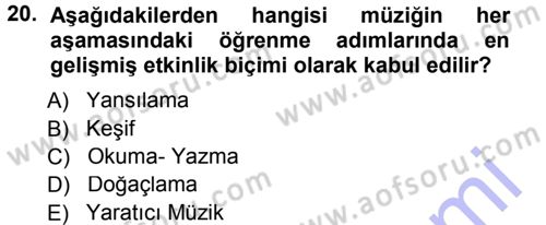 Okulöncesinde Yaratıcılık Dersi 2013 - 2014 Yılı (Final) Dönem Sonu Sınav Soruları 20. Soru