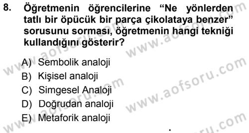Okulöncesinde Yaratıcılık Dersi Ara Sınavı Deneme Sınav Soruları 8. Soru
